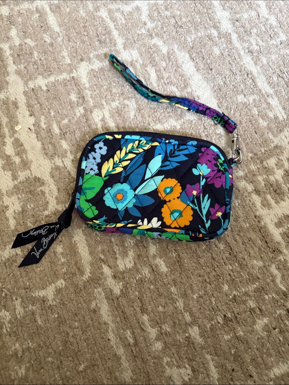 MARKDOWN Vera Bradley Wristlet - Navy Blue Background with Flowers